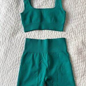 Amazon Women's Teal Bike Shorts Set